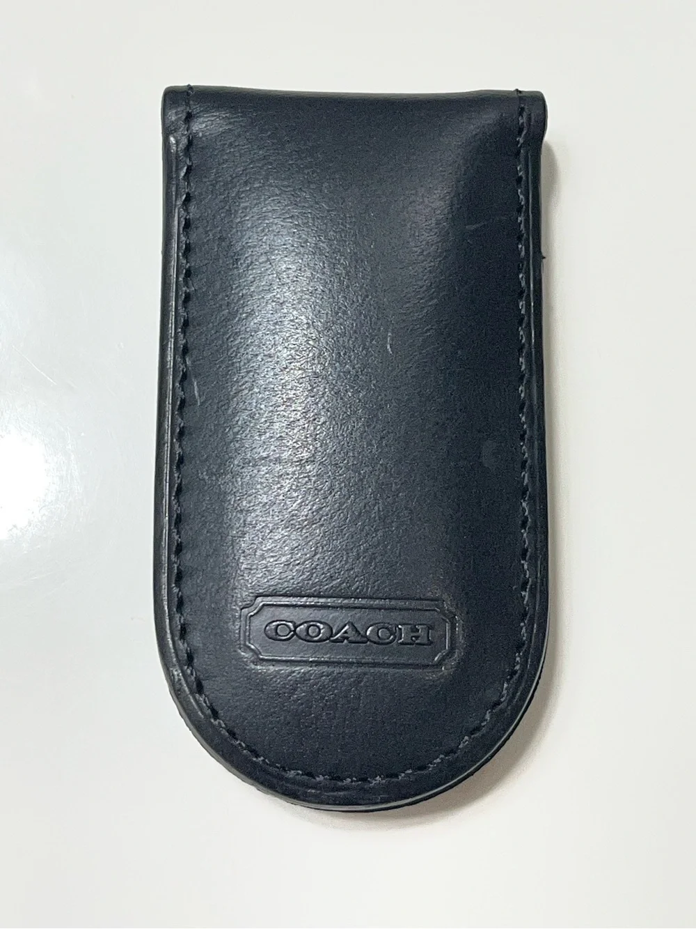 COACH Vintage water buffalo money clip smooth Leather magnetic black